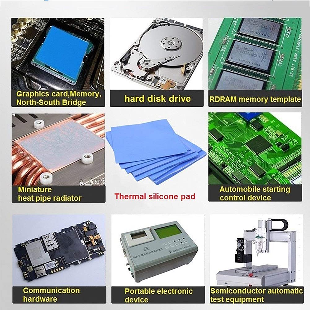 Owltree 4 Pack Thermal Pad,100X100Mm 0.5Mm 1Mm 1.5Mm 2Mm Highly Efficient Thermal Conductivity 6.0 W/Mk,Heat Resistant Silicone